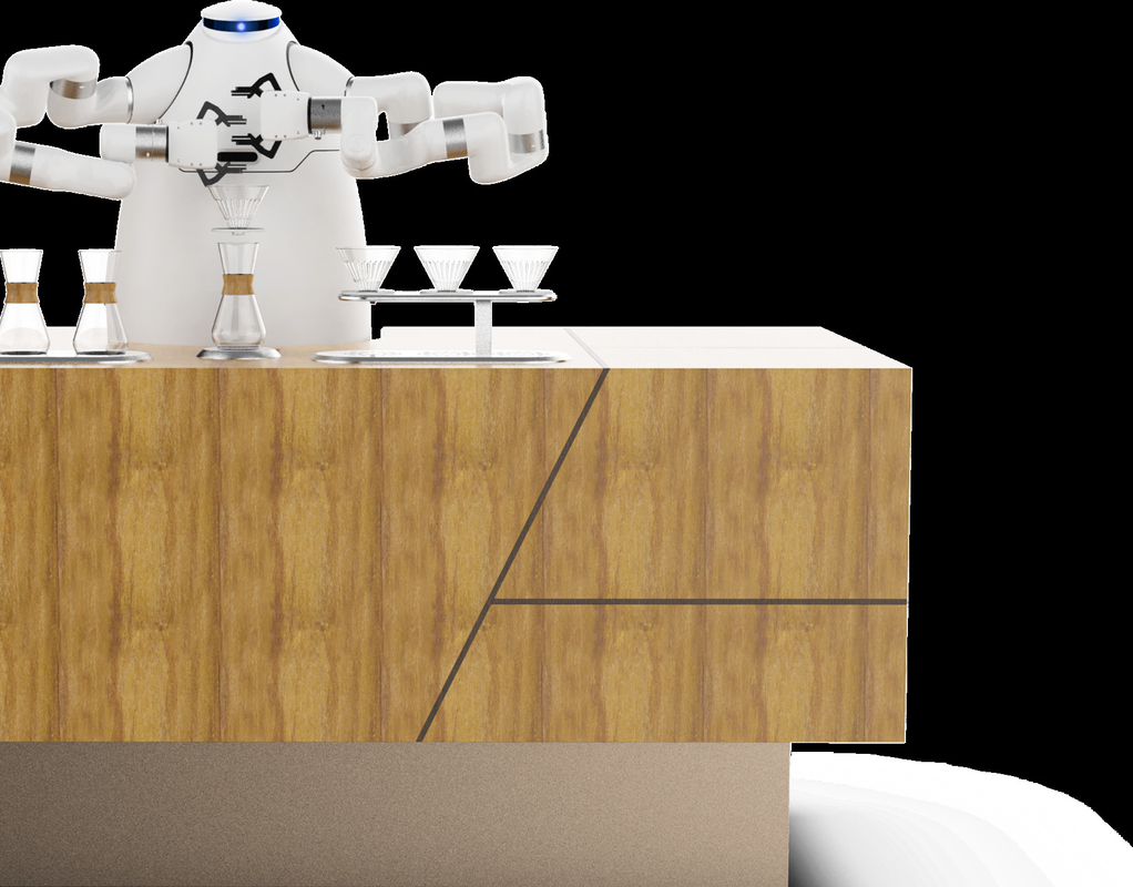 ロボット腕のコーヒー機械メーカーRJ45 HDMIは冬季オリンピックで職人技の喫茶店のLatteのロボットをインターフェイスさせる