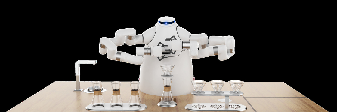 ロボット腕のコーヒー機械メーカーRJ45 HDMIは冬季オリンピックで職人技の喫茶店のLatteのロボットをインターフェイスさせる