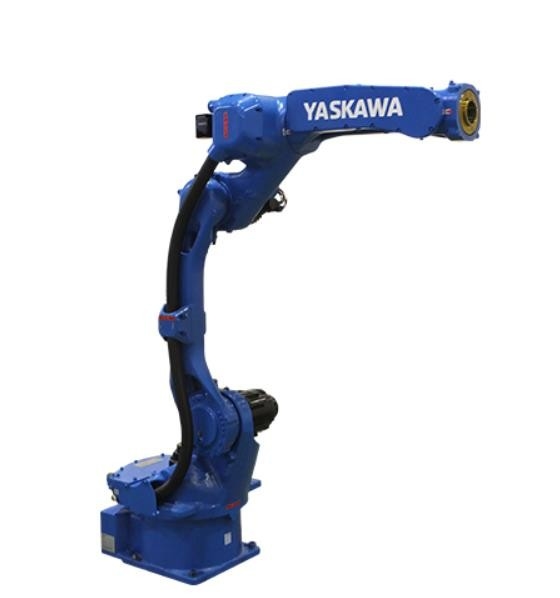 研修会12kgを処理するYaskawa MOTOMAN-AR1440レーザーに荷を積むYaskawaの腕のロボット